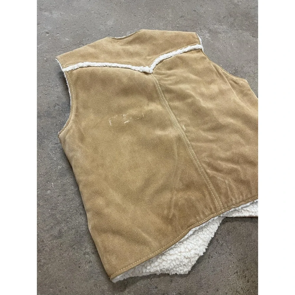 Vintage Levi's Vest‎ Mens Medium Beige Suede Sherpa Lined Western 60608-9724